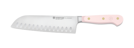 WUSTOF-TRIDENT OF AMERICA KNIFE SANTOKU CLASSIC PINK SEA SALT 7IN