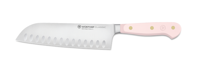 WUSTOF-TRIDENT OF AMERICA KNIFE SANTOKU CLASSIC PINK SEA SALT 7IN