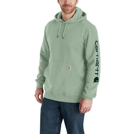 Carhartt Men's Loose Fit Midweight Logo Sleeve Graphic Hoodie Jade Heather / REG