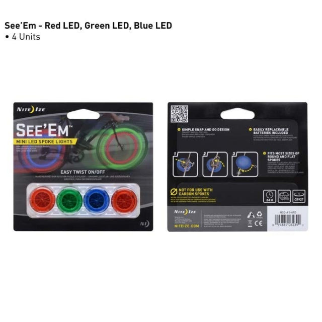 Nite Ize See'Em Mini Spoke Lights - 4 Pack - Assorted