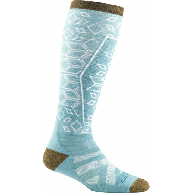 Darn Tough Women's Traverse OTC Lightweight with Cushion w/ Padded Shin Aqua