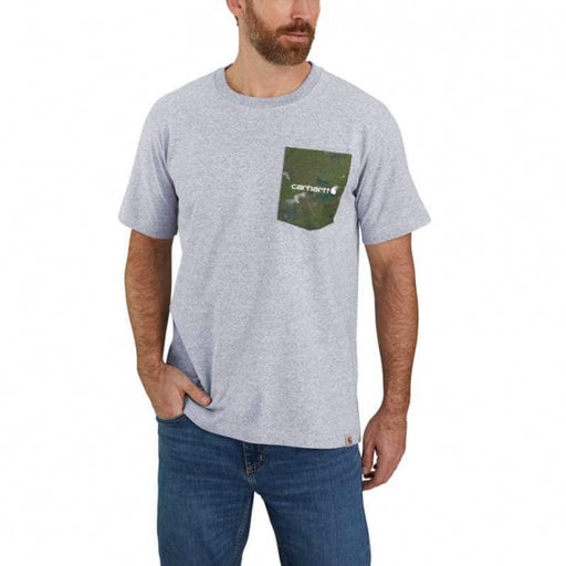 Carhartt Men's Relaxed Fit Heavyweight Short-Sleeved Camo Pocket T-Shirt Heather Gray