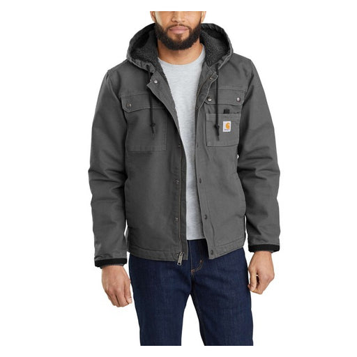 Carhartt Men's Relaxed Fit Washed Duck Sherpa-Lined Utility Softshell Jacket Grey
