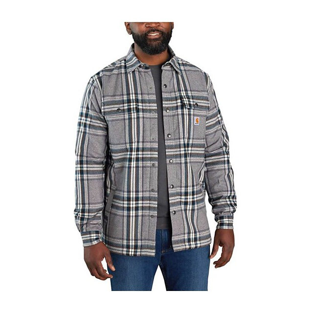 Men's Relaxed Fit Flannel Sherpa-Lined Snap-Front Shirt