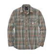 Carhartt Men's Rugged Flex Relaxed Fit Lightweight Plaid Long Sleeve Shirt Grey