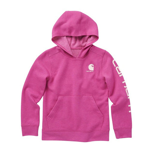 Carhartt Girls' Fleece Logo Pullover Hoodie Pink