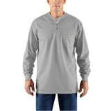 Carhartt Men's Flame-Resistant Frc Loose Fit Medium Weight Long-Sleeved Pocket Henley TSht Light Gray