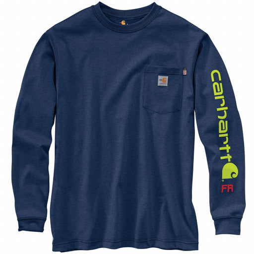 Carhartt Men's Flame-Resistant Frc Lse Ft Light Weight Long-Sleeved Graphic T-Shirt Dark Blue Heather