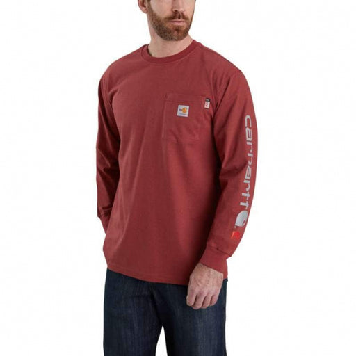 Carhartt Men's Flame-Resistant Frc Lse Ft Light Weight Long-Sleeved Graphic T-Shirt Red Brown Heather