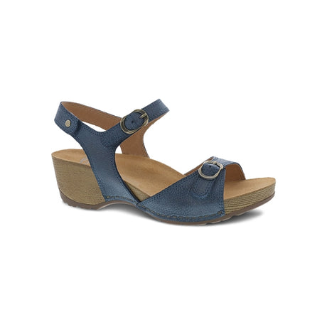 Dansko Women's Tricia Blue Milled Burnished Sandal Blue