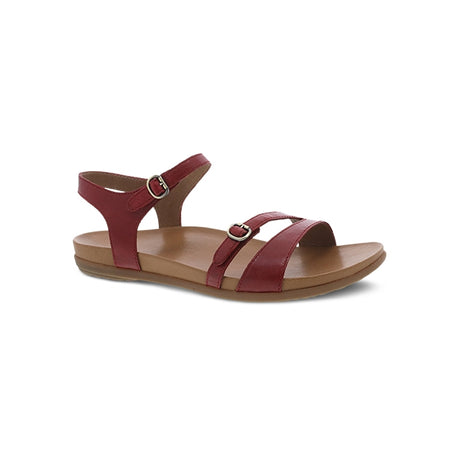 Dansko Women's Janelle Red Glazed Leather Sandal Red