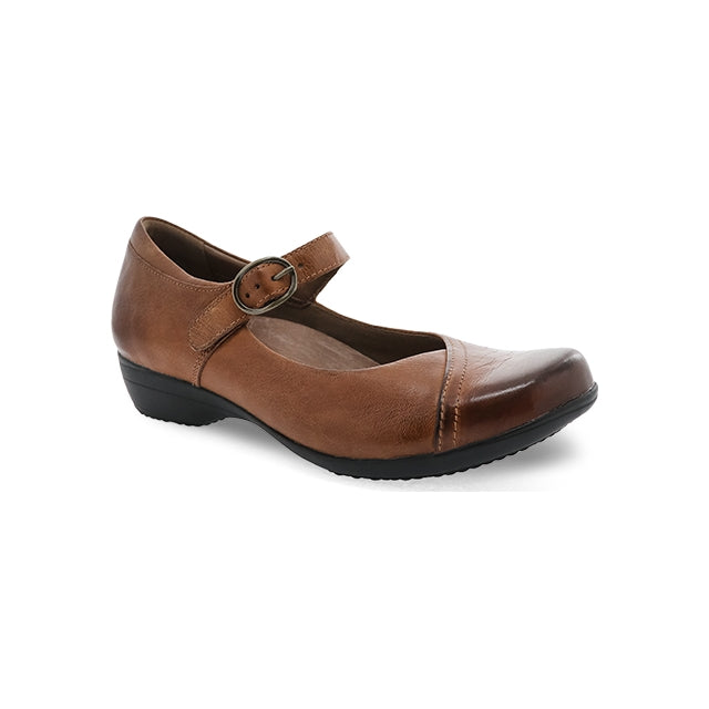 Dansko Women's Fawna Chestnut Burnished Calf Shoe Chestnut