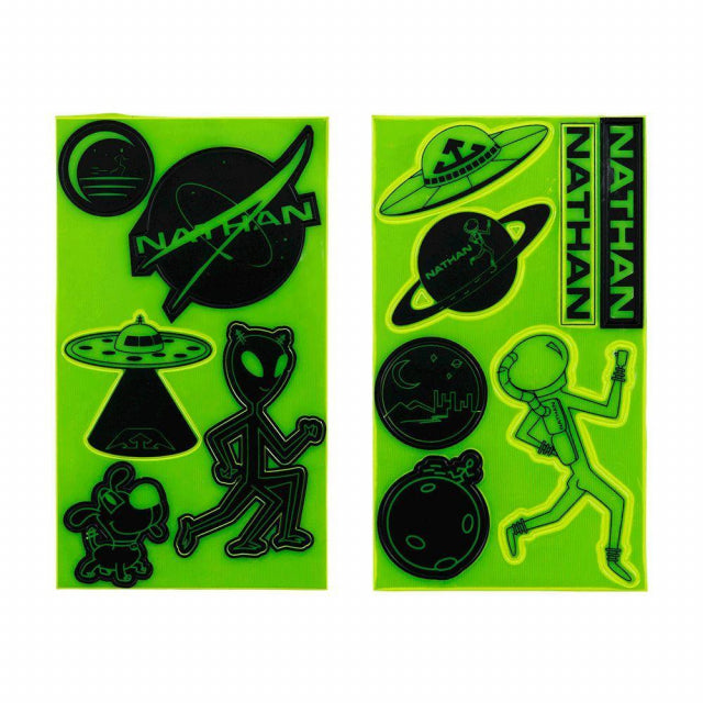Nathan Reflective Sticker Pack - Aliens Hi-Viz Yellow