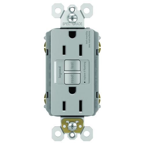 Pass & Seymour 15A Self-Test GFCI Receptacle, Gray GRAY