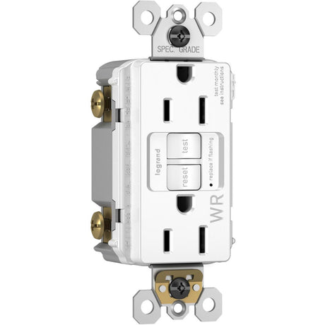 Pass & Seymour Spec Grade 15A Tamper & Weather Resistant Self Test GFCI Receptacle, White / 125V