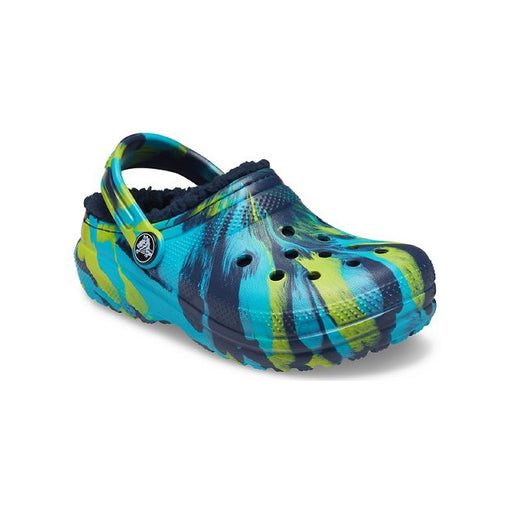 Crocs Kids' Classic Lined Marbled Clog Navy / Multi