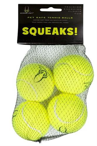 Hyper Pet Squeaker Tennis Balls 4-Pack GREEN