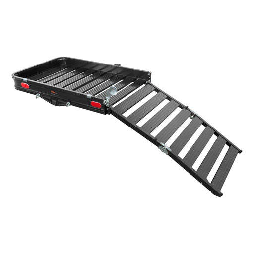 Curt Manufacturing Black Aluminum Hitch Cargo Carrier with Ramp