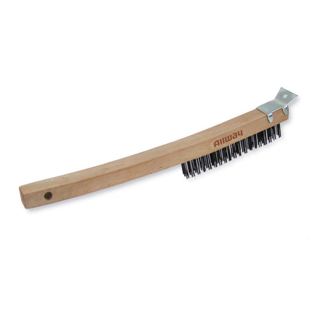 Allway Tools Long Wood Handle Wire Brush, Labelled