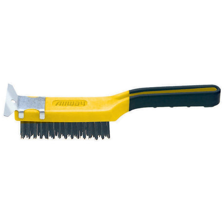 Allway Tools 4 X 11 Soft Grip Carbon Steel Wire Brush W/Scraper, Labelled