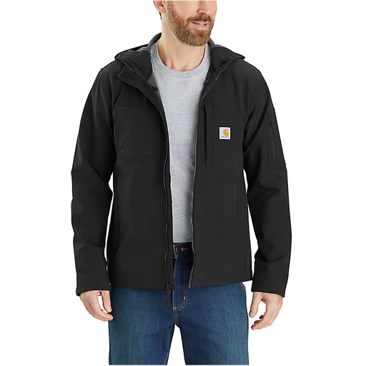 Carhartt Men's Rain Defender Relaxed Fit Midweight Softshell Hooded Jacket Black