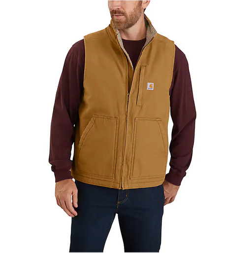 Carhartt Men's Loose Fit Washed Duck Sherpa-lined Mock-neck Vest Carhartt brown