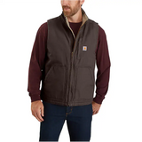 Carhartt Men's Loose Fit Washed Duck Sherpa-lined Mock-neck Vest Dark brown