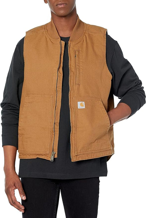 Carhartt Men's Loose Fit Washed Duck Insulated Rib Collar Vest Carhartt brown