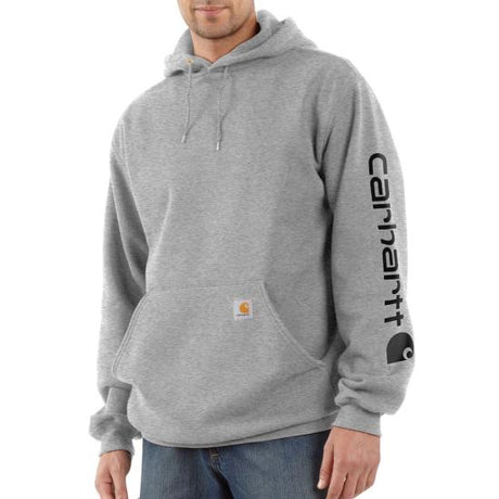 Carhartt Men's Loose Fit Midweight Logo Sleeve Graphic Hoodie Heather Gray/Black / REG