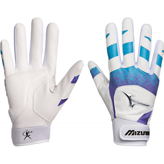 Mizuno Women's Jennie Finch Softball Batting Gloves White/Gold