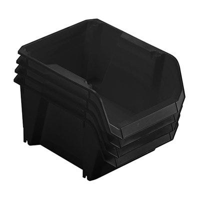 Stanley Tools Stackable Polypropylene Storage Bin - BLACK 4 Pack