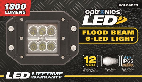 Optronics Flood Beam 6-LED Light Cube, Recessed Flange Mount