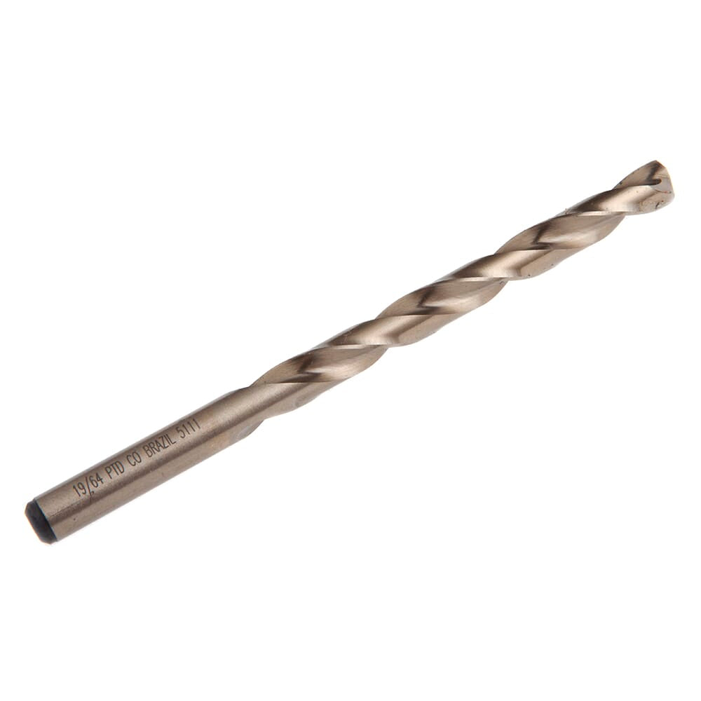 Forney 8 Percent Cobalt Drill Bit, 135 Degree Split Point, 19/64 in