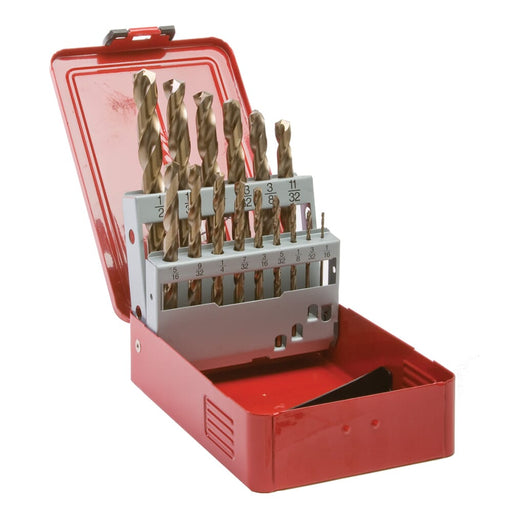 Forney 15-Piece 8 Percent Cobalt Drill Bit Set, 135 Degree Split Point (1/16 in - 1/2 in x 32nds)