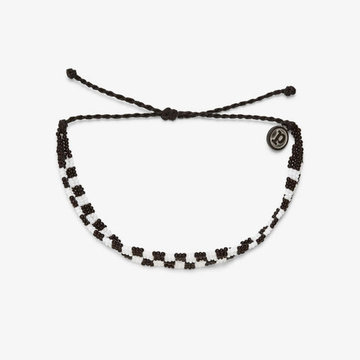 Pura Vida Bracelets Woven Seed Bead Checkerboard Bracelet Black & White