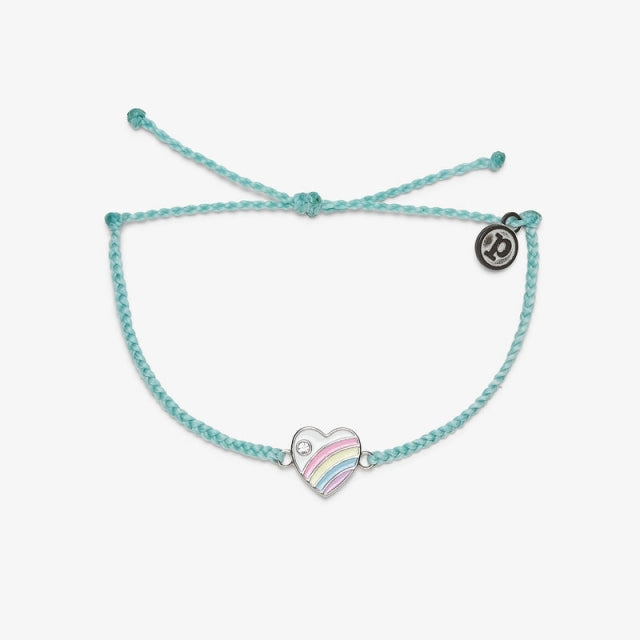 Pura Vida Bracelets Pastel Vintage Heart Silver Bracelet Seafoam