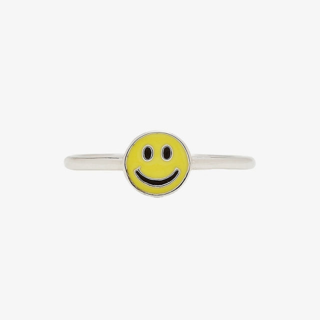 Pura Vida Bracelets Enamel Happy Face Ring SILV