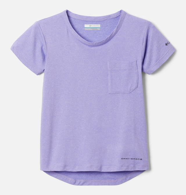 Columbia Girls' Tech Trail T-Shirt Morning Mist Heather/Paisley Purple Heather