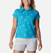 Columbia Women's PFG Super Sun Drifter Short Sleeve Polo Shirt Ocean Teal Keys