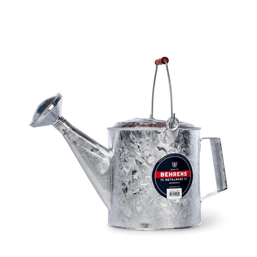 Behrens Hot Dipped Steel Watering Can, Red Handle, 1.5 Gallon GALVANIZED