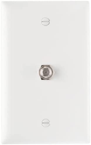 Pass & Seymour 1 Gang Wall Plate with F Type Coaxial Connector, White