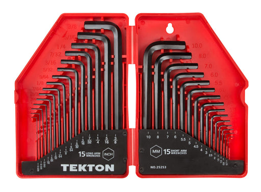 Tekton Hex Key Wrench Set, 30-Piece (.028-3/8 in., .7-10 mm) COMBO