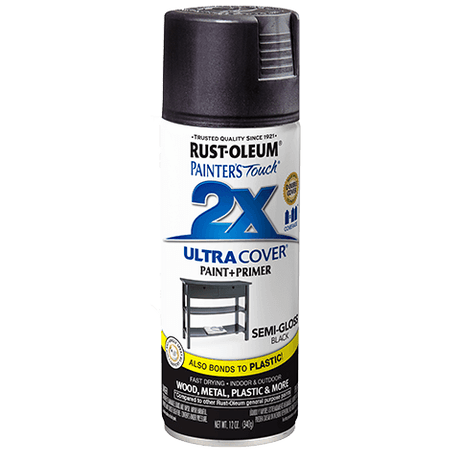 RUST-OLEUM 12 OZ Painter's Touch 2X Ultra Cover Semi-Gloss Spray Paint - Semi-Gloss Black BLACK