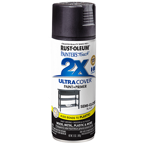 RUST-OLEUM 12 OZ Painter's Touch 2X Ultra Cover Semi-Gloss Spray Paint - Semi-Gloss Black BLACK