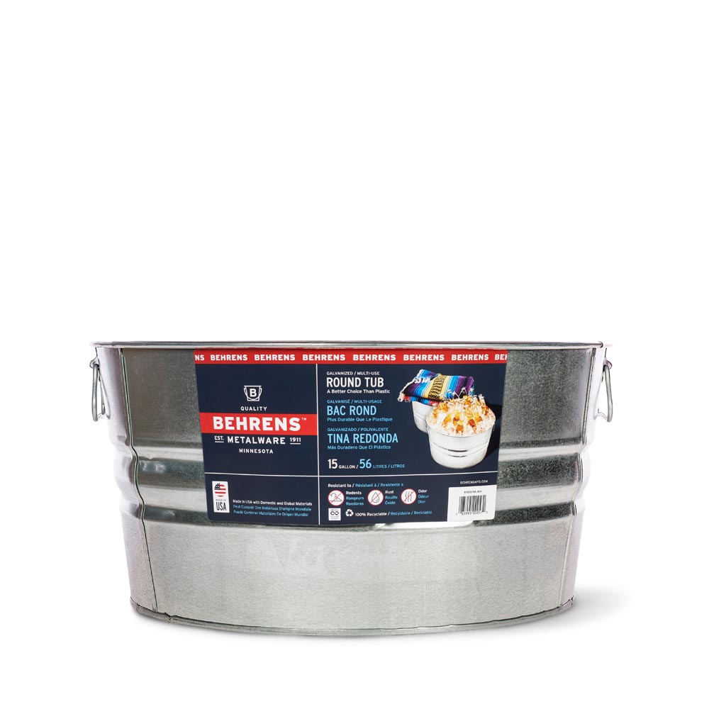 Behrens Round Galvanized Steel Tub, 15 Gallon