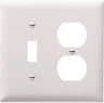 Pass & Seymour 2 Gang Toggle Switch/Duplex Receptacle Wall Plate, White WHITE / 2G