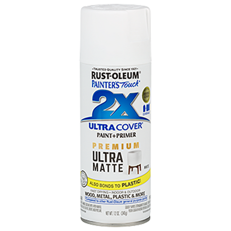 RUST-OLEUM 12 OZ Painter's Touch 2X Ultra Cover Matte Spray Paint - Matte White WHITE /  / ULTRA_MATTE