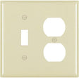 Pass & Seymour 2 Gang Toggle Switch/Duplex Receptacle Wall Plate, Ivory 2G