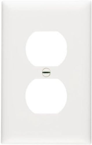 Pass & Seymour Plastic Wall Plate, 1 Gang, 1 Duplex Receptacle, White WHITE / 1G