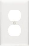 Pass & Seymour Plastic Wall Plate, 1 Gang, 1 Duplex Receptacle, White WHITE / 1G
